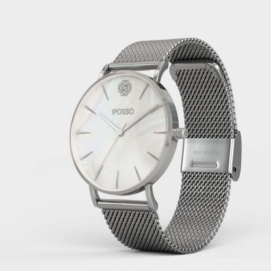 Zegarek PEARLY silver mesh